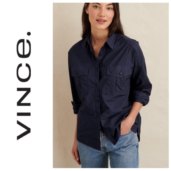 Vince Tops - LIKE NEW!  Vince utility button down top in navy